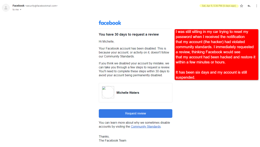 Facebook Email Hack Notification 536